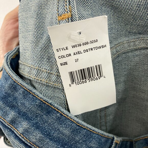 New Le Jean size 27 Straight Leg Distressed High Rise Mia Axel Destructed Wash - Picture 13 of 14